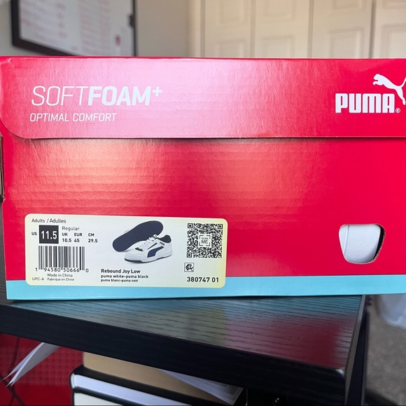 Puma Rebound Joy Low Sneakers Men’s White and Black Low Top Lace Up Sneakers New - Picture 8 of 8